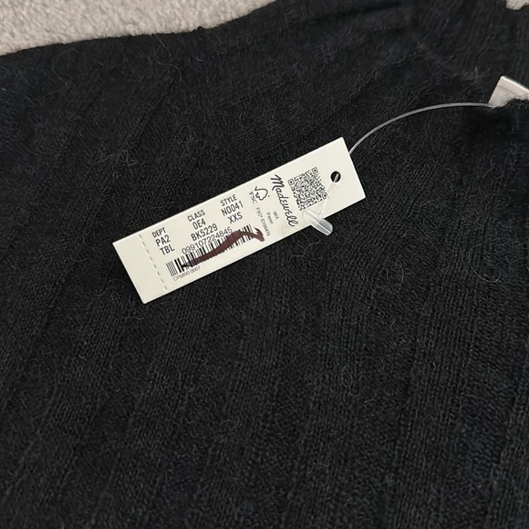 Madewell Alpaca-Blend Mockneck Sweater Black Soft Semi-Sheer Ribbed - Picture 5 of 6